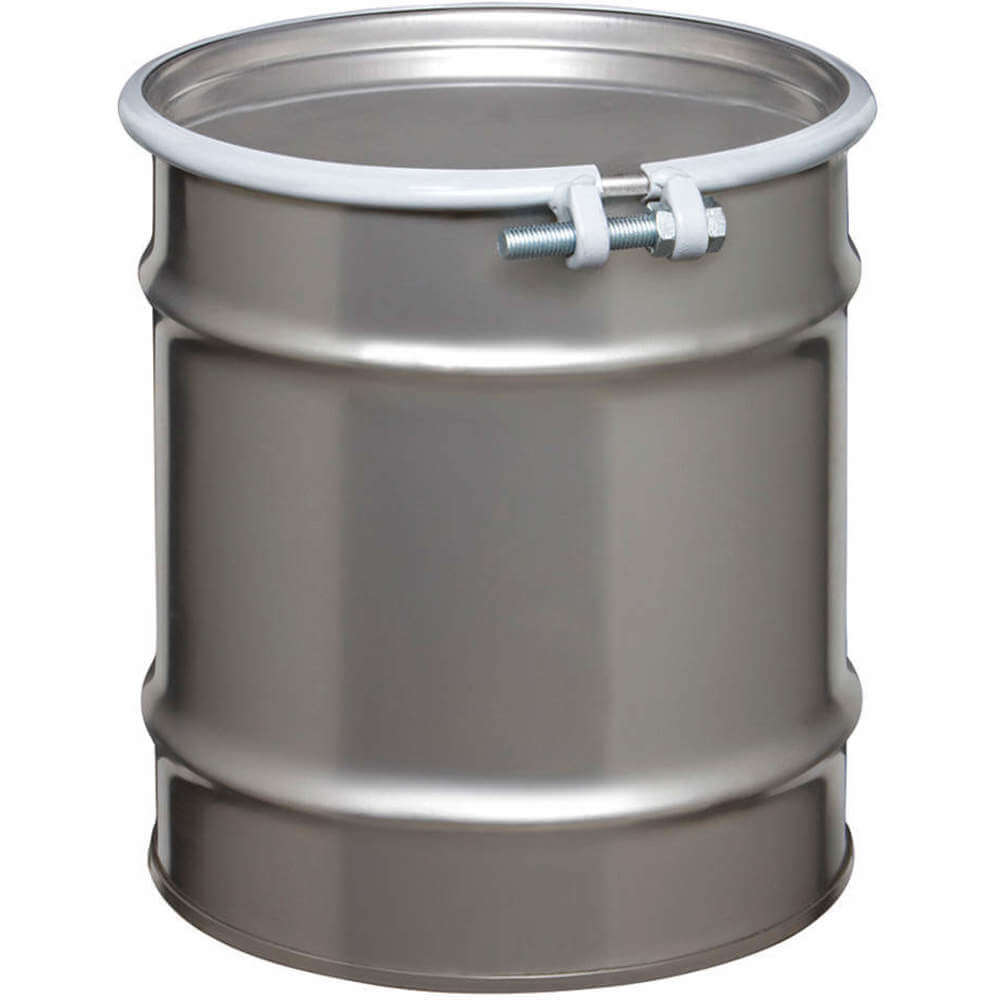 Transport Drum, 10 gal, Bolt Ring, Gray, 304 Stainless Steel