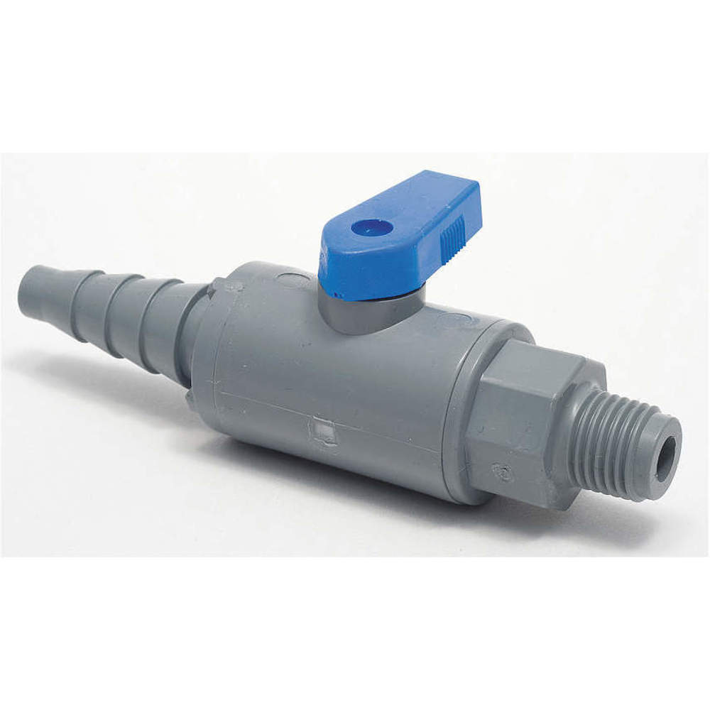 Pvc Ball Valve Mnpt x Hose Barb 1/4 In