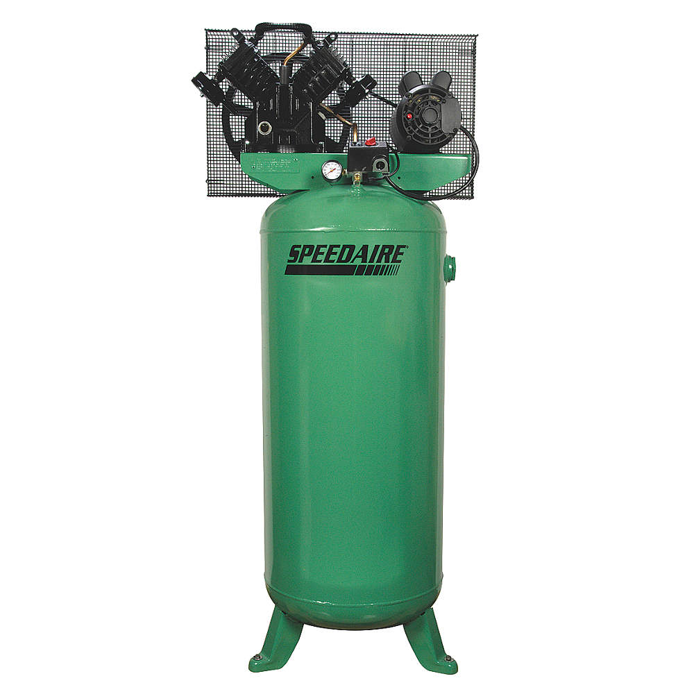 Air Compressor, 5 hp, 1 Stage, Vertical, 60 gal, 14.2 cfm, 135 psi, Base Model