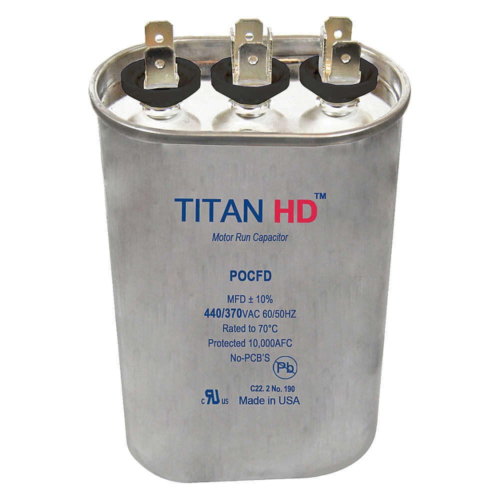 TITAN HD POC5A Motor Run Capacitor,5 MFD,370V,Oval 