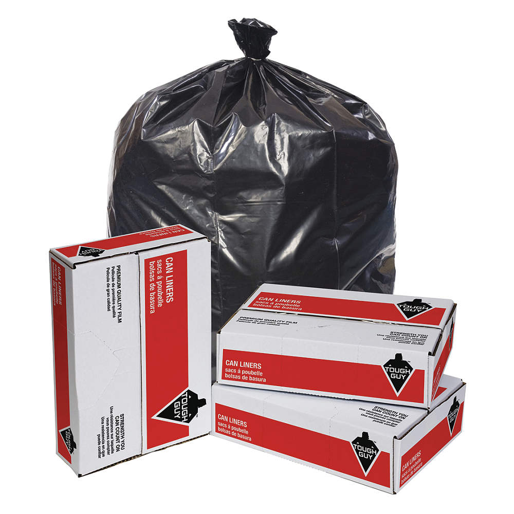 Tough Guy 4LGH3 Trash Bags,65 gal..,Clear,PK50