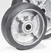 Moldon Rubber Wheel, Dia Solid Hub Aluminium, 500 lbs Capacity, 5/8 Inch Bore Inner Dia