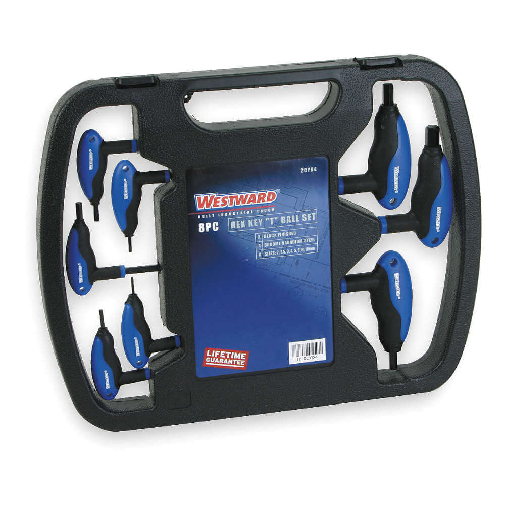 Westward 2CYD4 | Ball End Hex Key Set 2 - 10mm T-handle