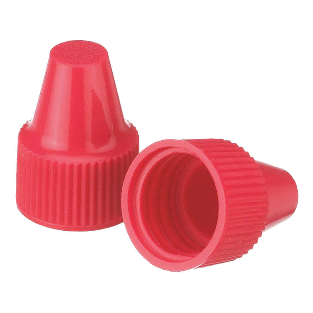 Cap, 13 mm Body Dia, Red, Polypropylene, 13-425 mm Screw Size, Narrow Mouth Size
