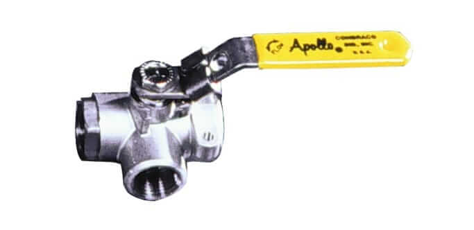 3-Way Diversion Ball Valve, Stainless Steel, 1/2 Inch Size