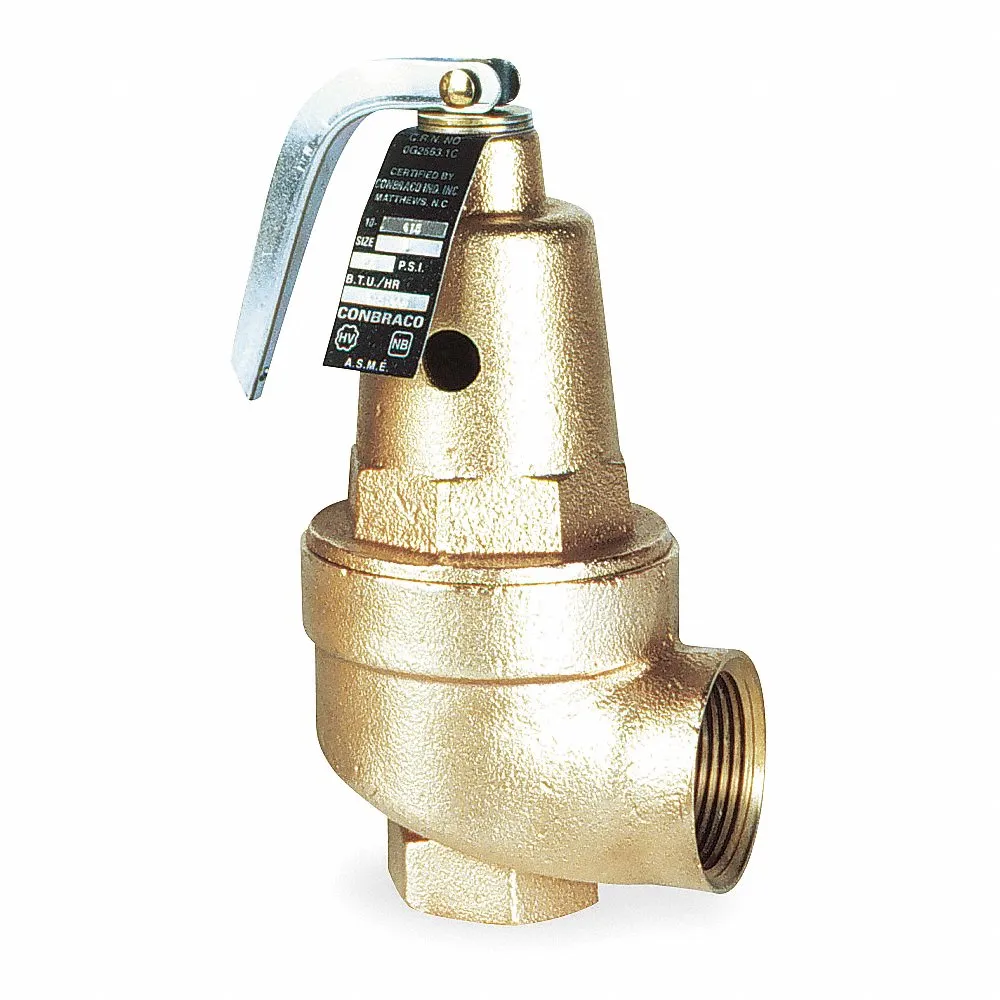 Safety Relief Valve, Bronze, FNPT FNPT 1 1/4 in Inlet Size, 1 1/4 in Outlet Size, 150 Psi