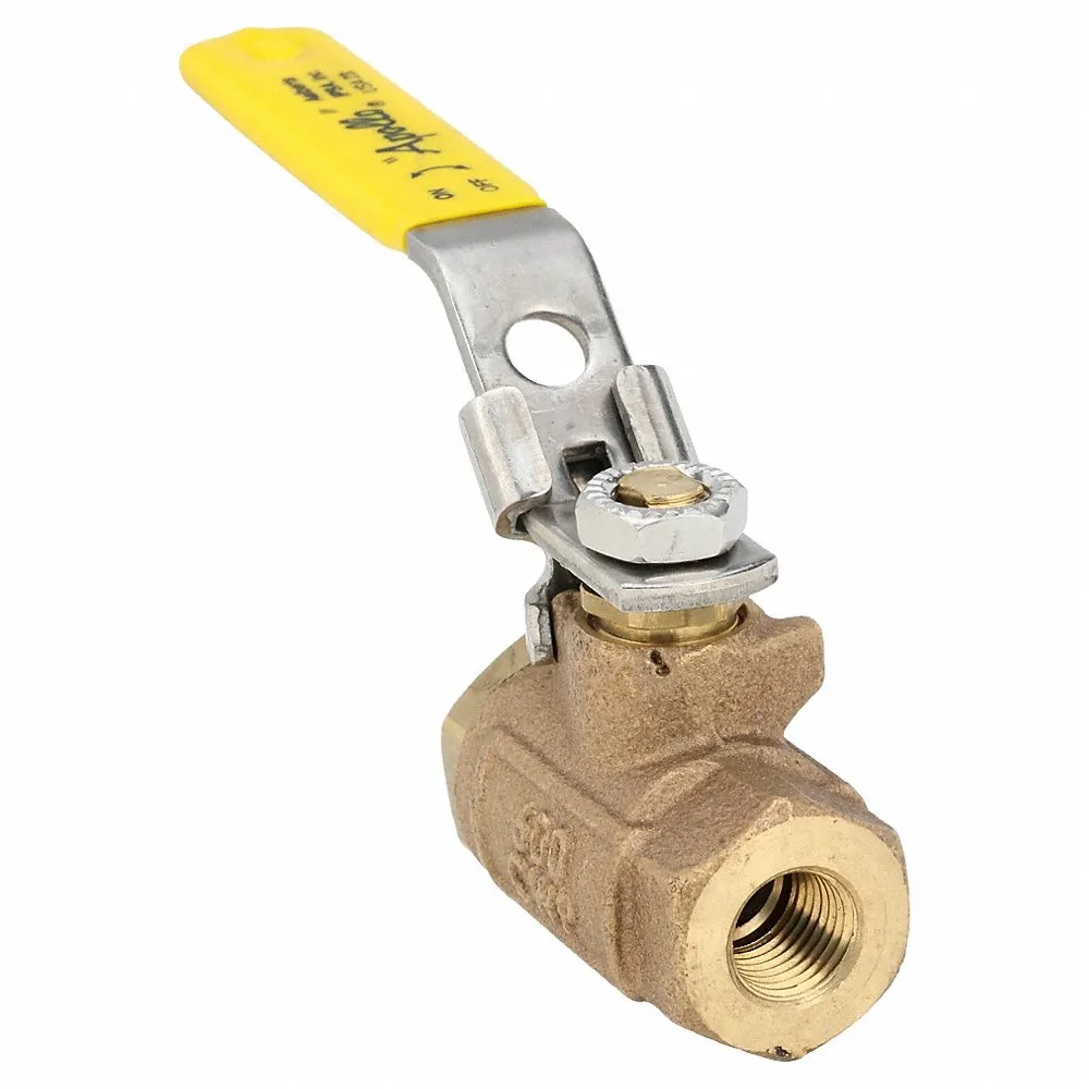 Bronze 2 Pcs Ball Valve with SS Latch-Lock Lever and Nut 1/4 Inch Size, 2 x FNPT, 7.45 x 2.76 x 4.43 Inch Size