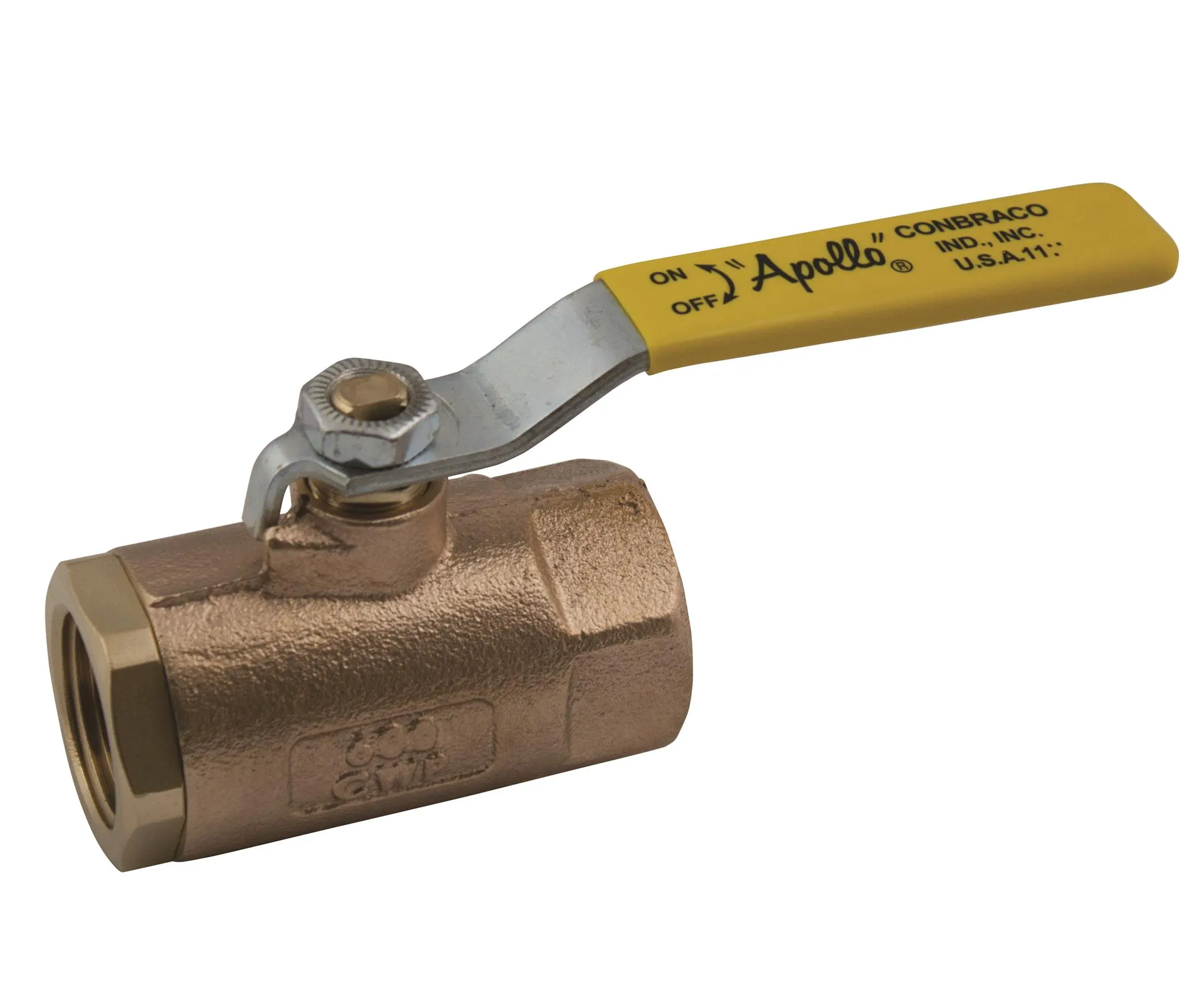 Bronze 2 Pcs Ball Valve with Standard Configuration 1-1/2 Inch Size, 2 x FNPT, 3.77 x 1.38 x 2.22 Inch Size