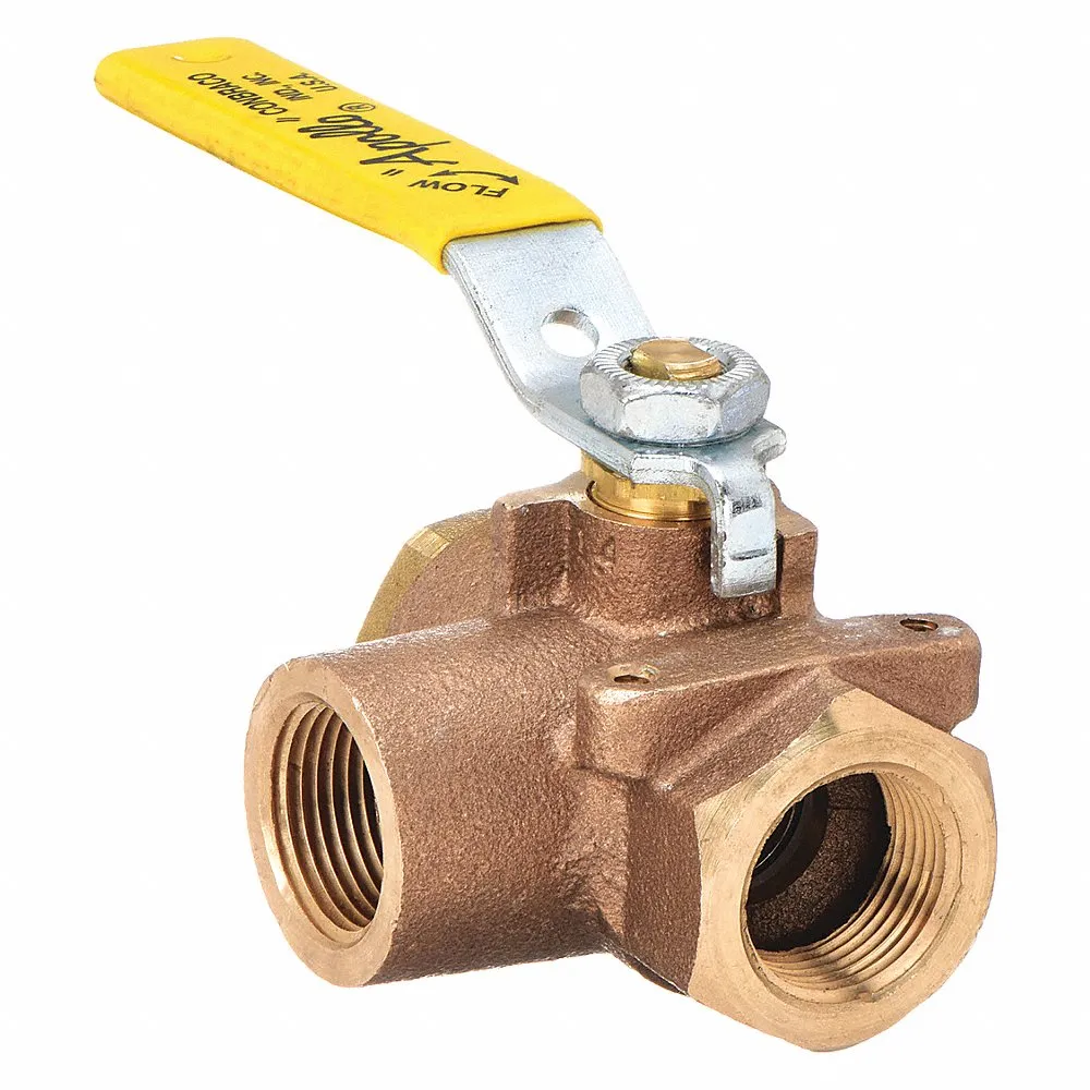 Bronze Ball Valve 3-way Fnpt x Fnpt 1/2 In