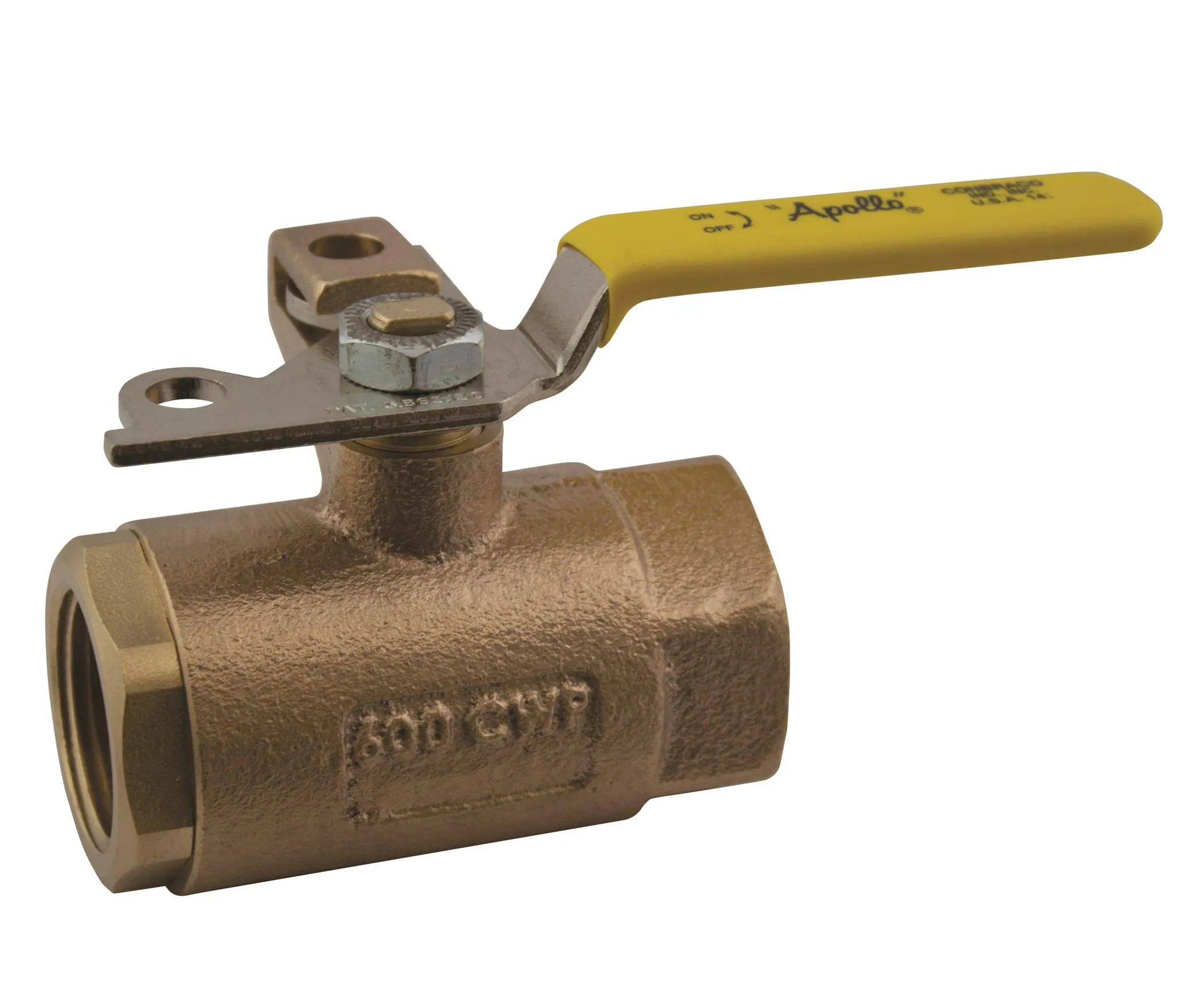 Bronze 2 Pcs Standard Port Locking Ball Valve with Standard Configuration 1/4 Inch, 2 x FNPT, 5.49 x 1.59 x 3.00 Inch