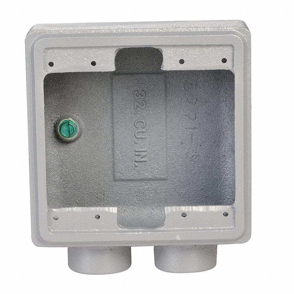 Weatherproof Electrical Box, 2 Gangs, 3/4 Inch Hub, 2 Inlets, 4.63 Inch Length