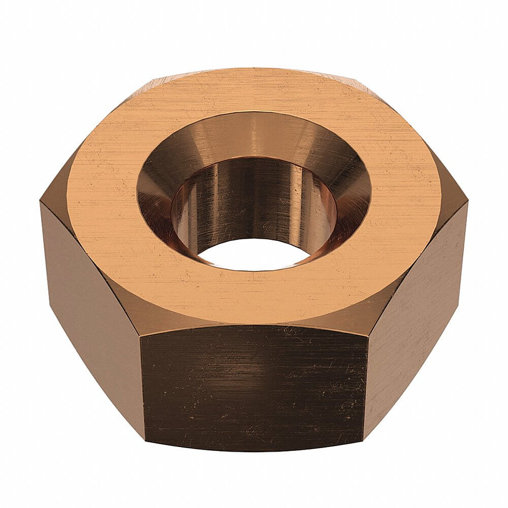 Hex Nut, 1/4 In - 20 Thread Size, Silicone Bronze, 7/32 In Ht., 7/16 In Wd., Plain