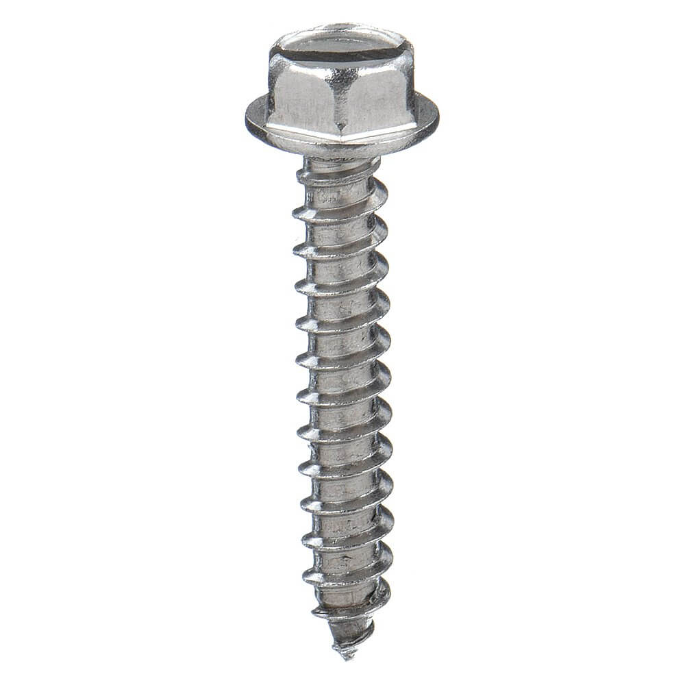 Tapping Sheet Metal Screw, 3 In Lg., 1/8 In Head Ht., 5/16 In Head Dia., 10 Screw Size, Slotted, Hex Washer, Pln