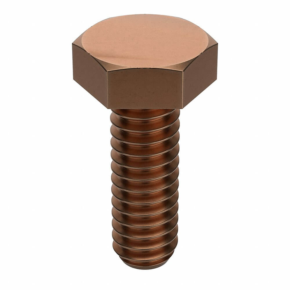 Hex Head Cap Screw, 1/4 In - 20 Thread Size, Bronze, 1/2 In Lg., 5/32 In Head Ht., Pln
