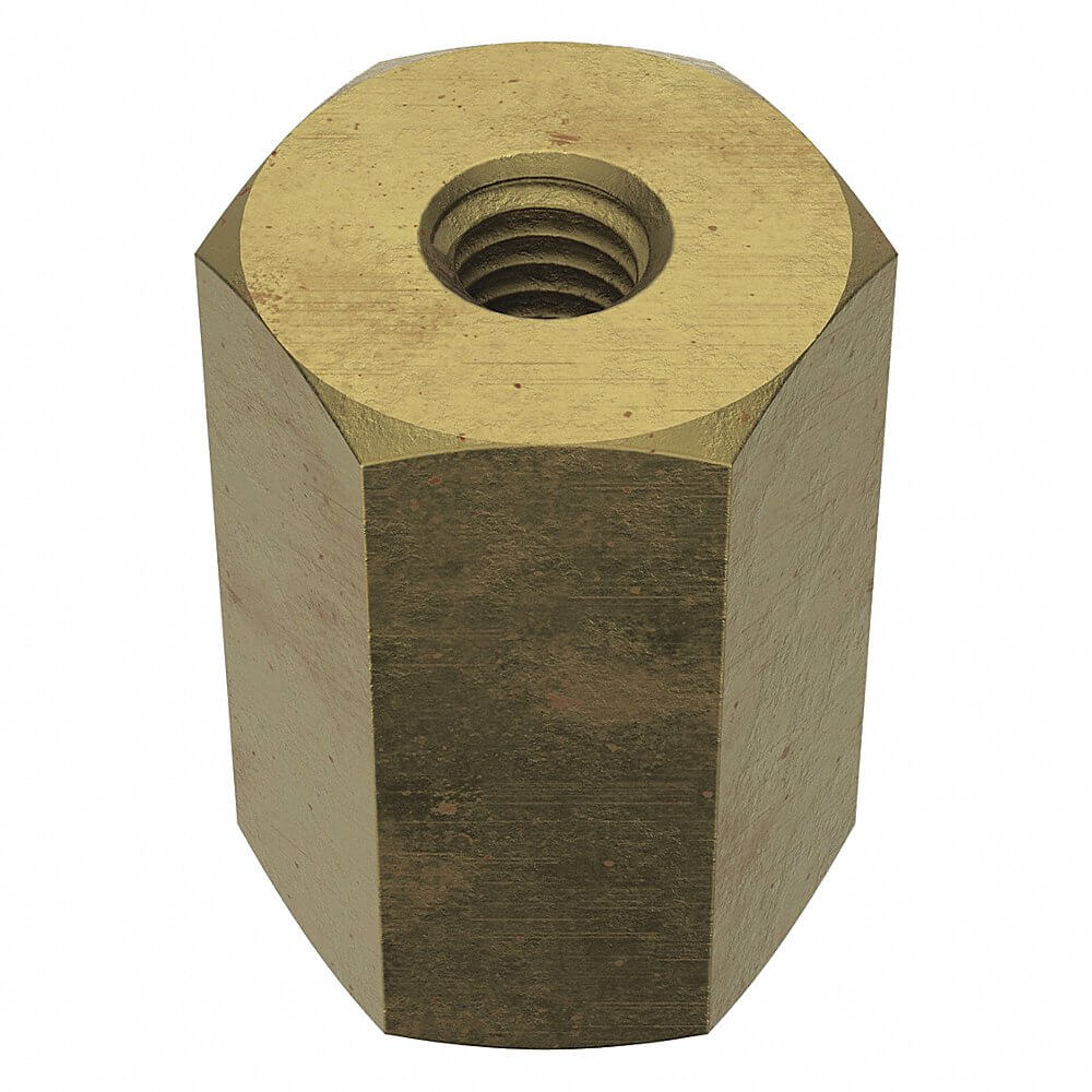 Coupling Nut, 10-32 Thread Size, Steel, 1/2 In Wd., 3/4 In Lg., Gr. 5, Zn Chromate