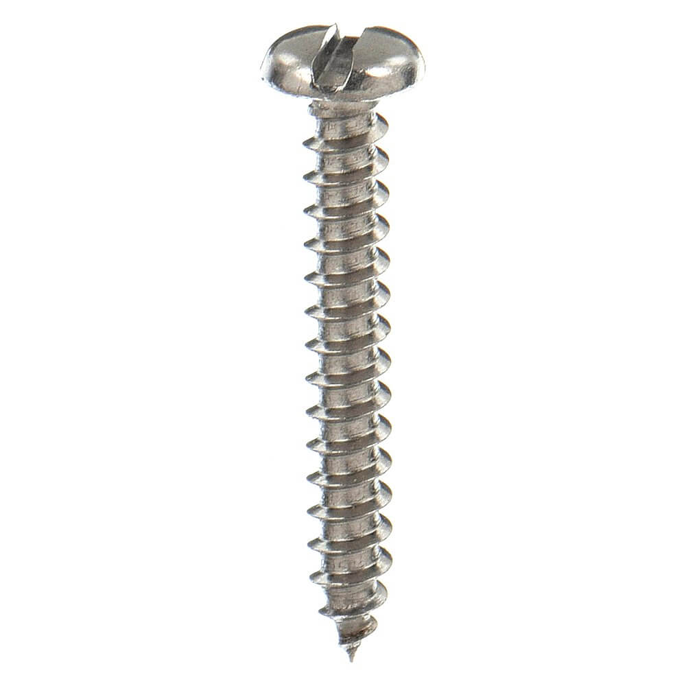 Tapping Sheet Metal Screw, 5/8 In Lg., 0.109 In Head Ht., 0.373 In Head Dia., 10 Screw Size, Slotted, Pan, Pln