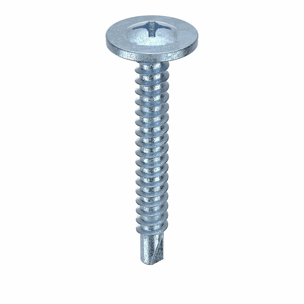 Self Drilling Screw, 8-18 Thread Size, Steel, 1 1/4 In Lg., Zn Plated, 2 Drive Size