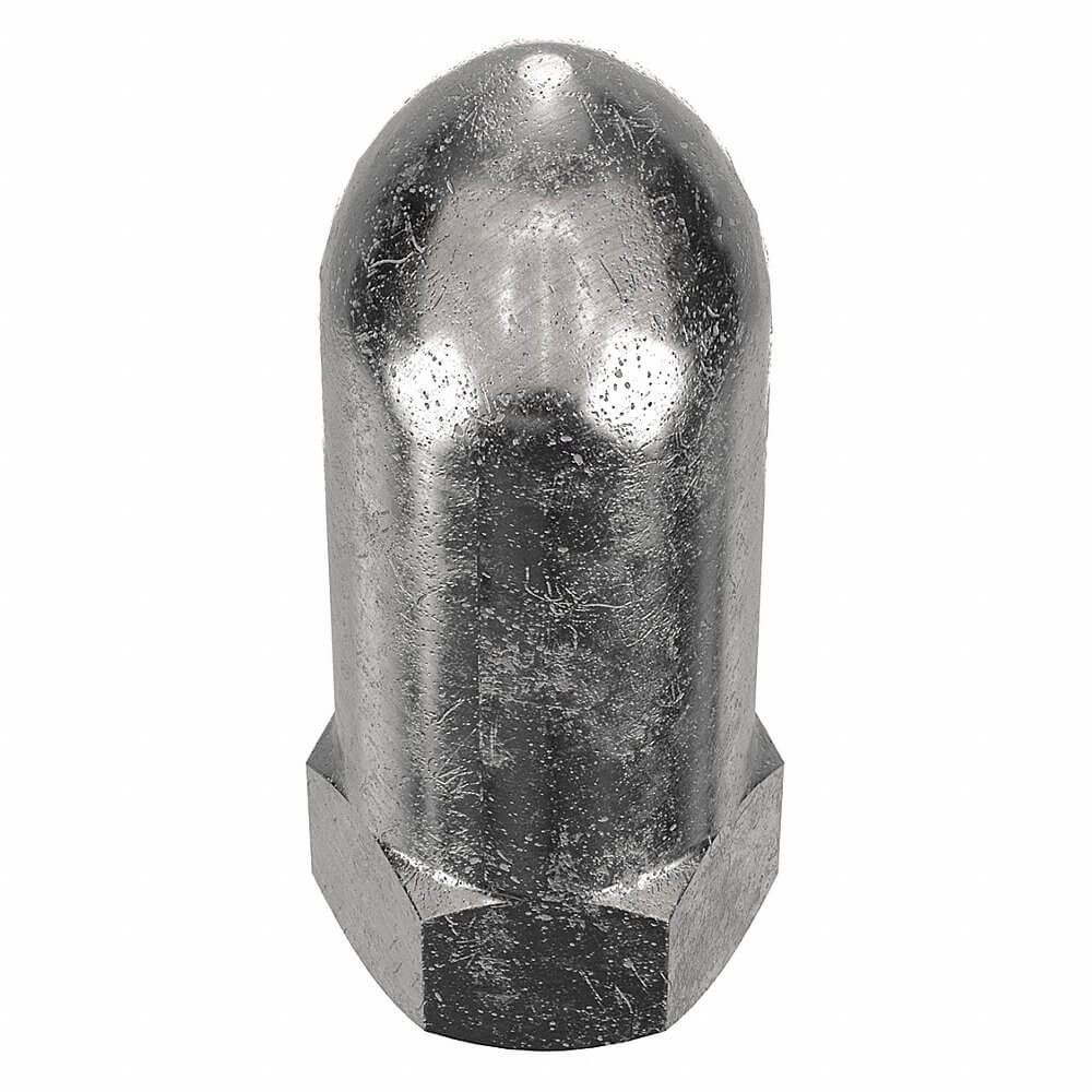 Acorn Nut, 1/2 In - 13 Thread Size, High Crown, 1 1/2 In Thread Dep., 2 In Ht., 3/4 In Wd.