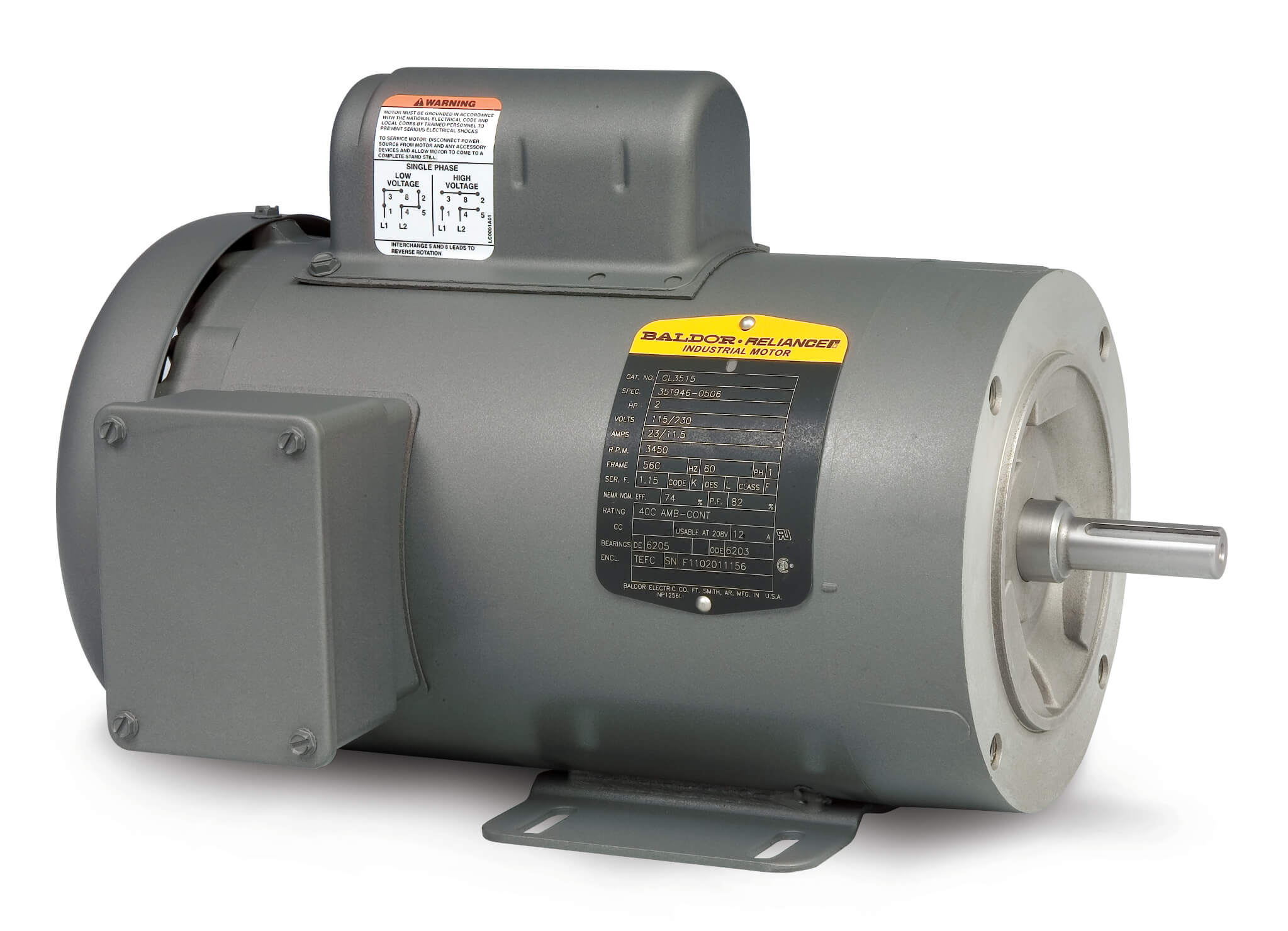 3Hp Electric Motor for General Purpose Single Phase 3450RPM  60HZ 208-230V 