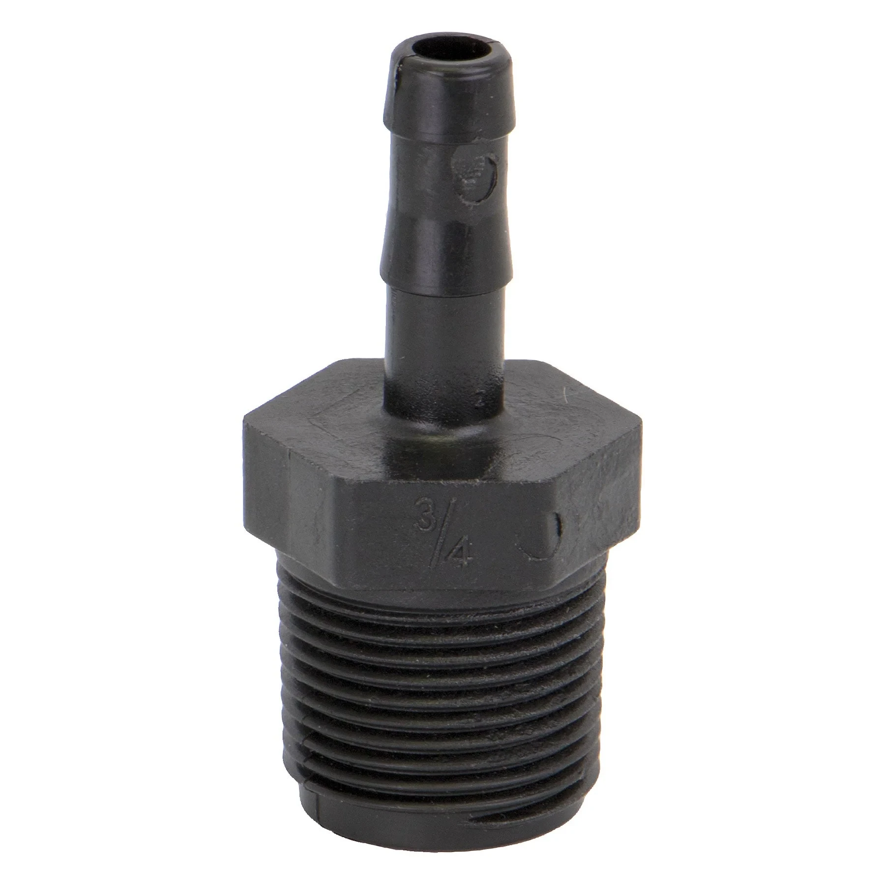 Hose Barb, Poly, Straight, 3/4 Inch MPT X 3/8 Inch Hb