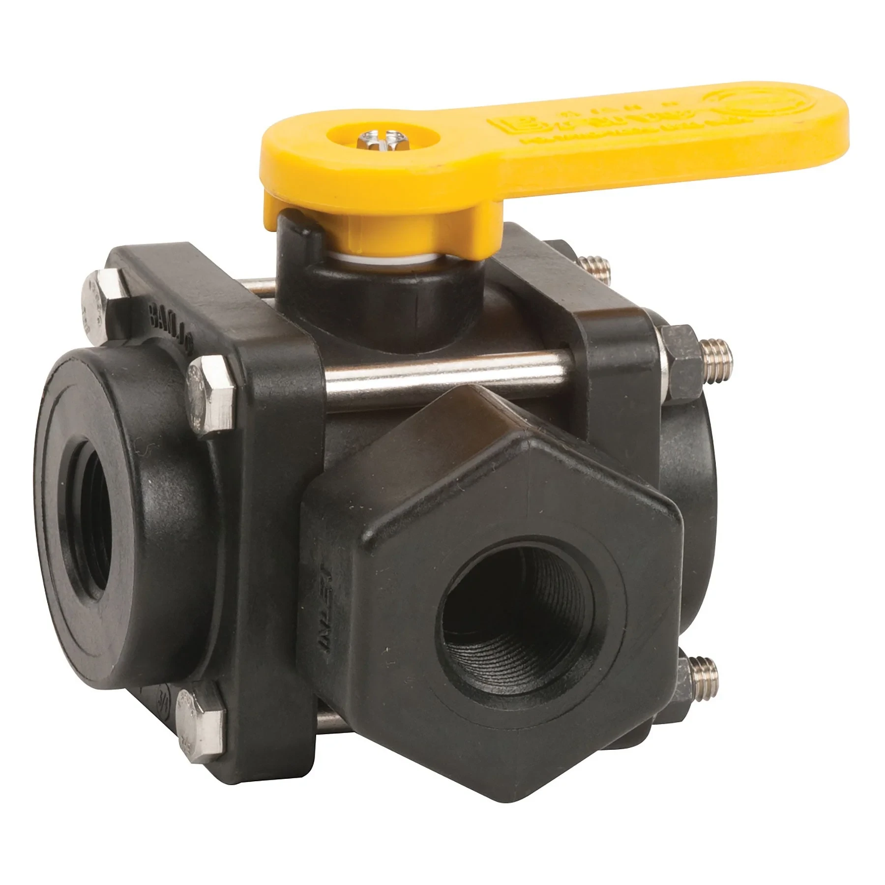 Ball Valve, 3 Way, 3/4 Inch Fpt, Side Load