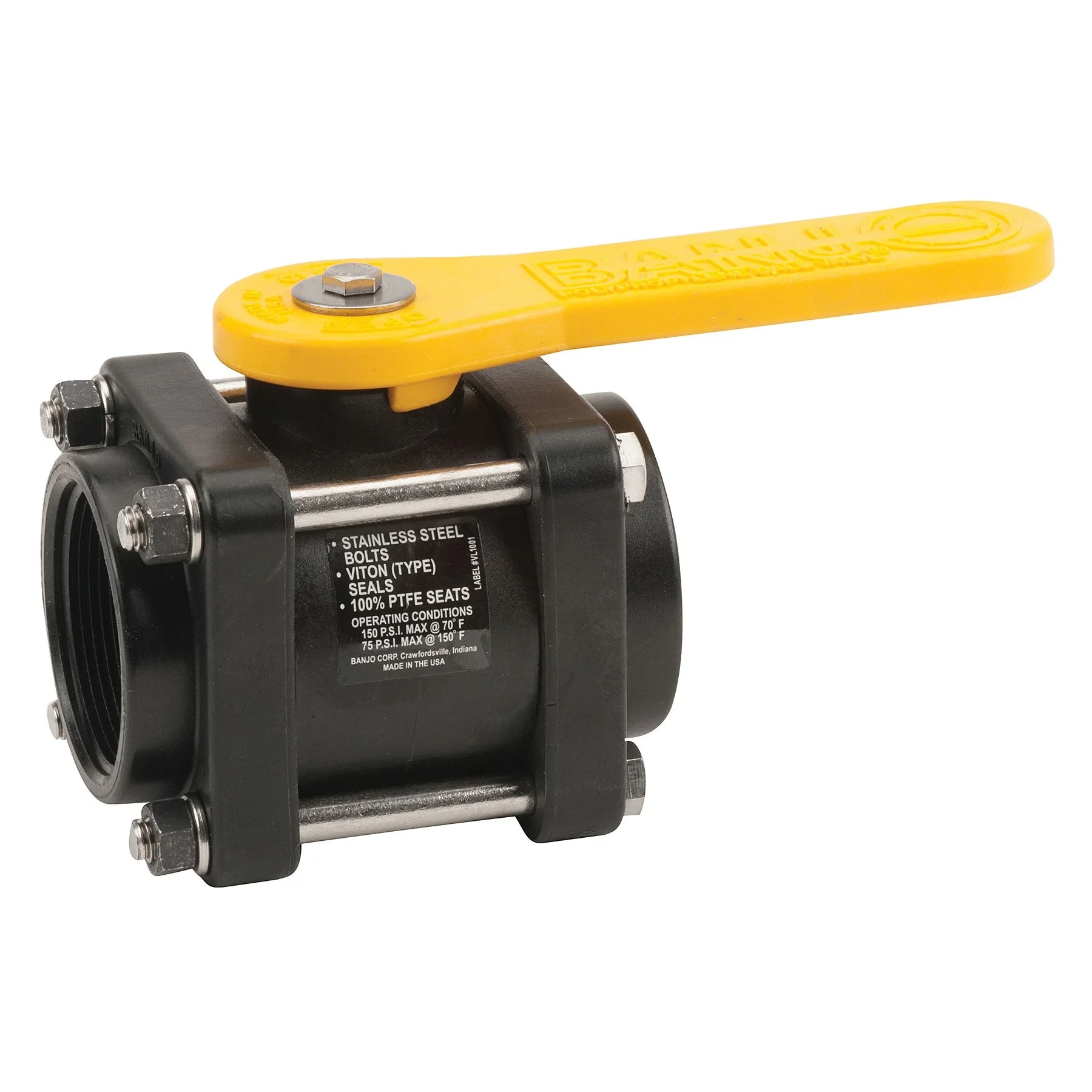 Standard Port Ball Valve, 4-Bolt Design, 2 Inch, Polypropylene