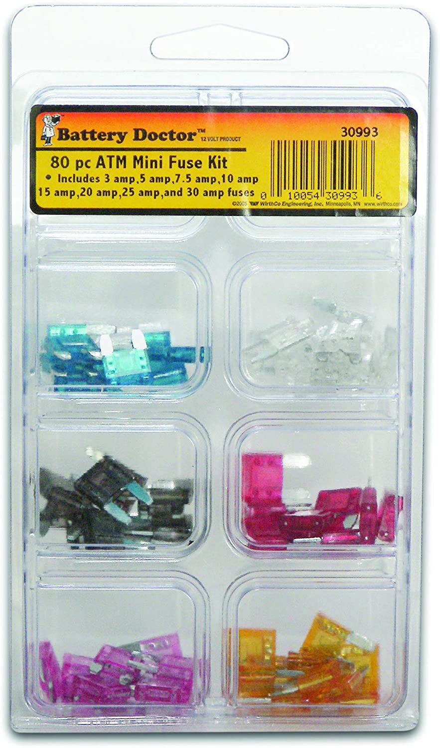 WirthCo 30915 Battery Doctor Minblade Fuse Kit with Puller and Tester 42 Piece 