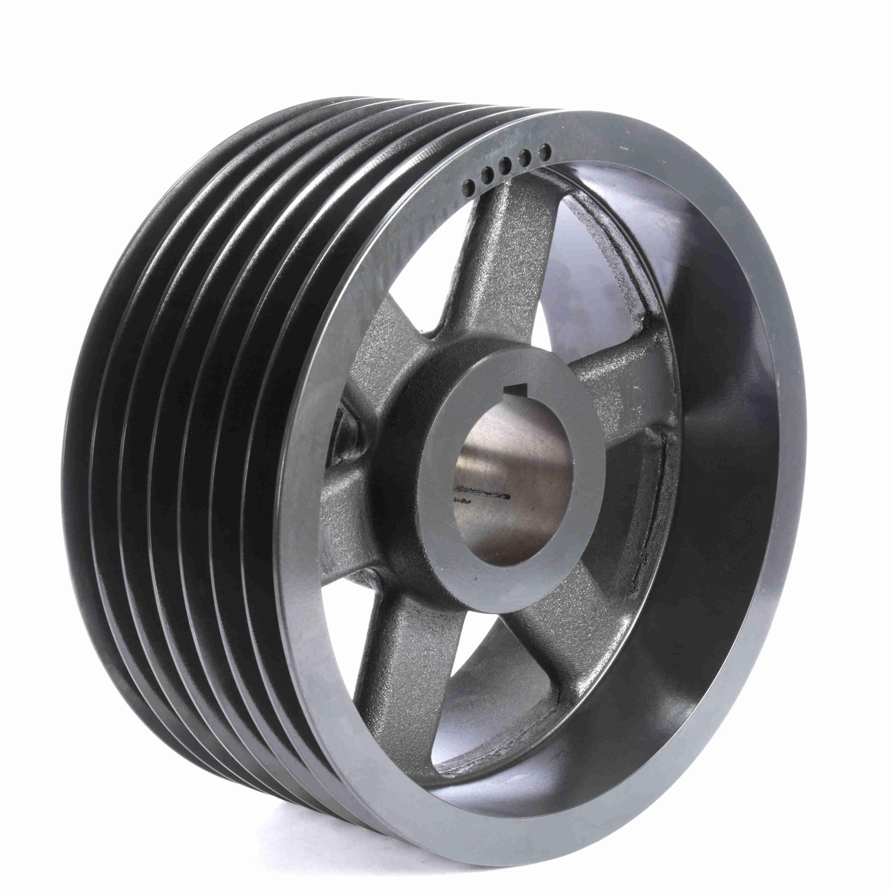 V-Belt Sheave, Multiple, Bushed Bore, 6 Groove, Cast Iron