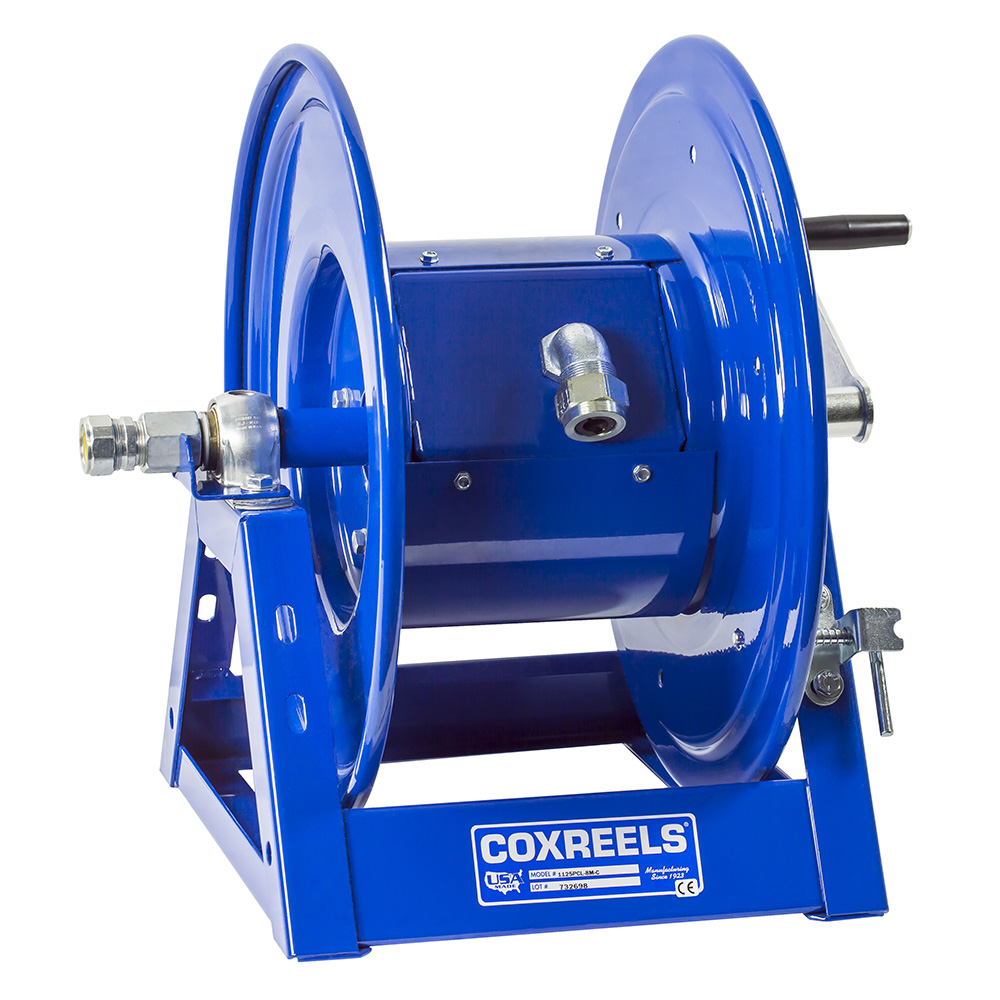 Hand Crank Hose Reel, 250 Feet Length, 600V, 45A, Blue