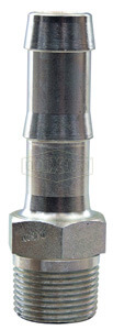 Hex Nipple, 2 Clamp, 1/2 Inch Thread, 3/8 Inch Hose