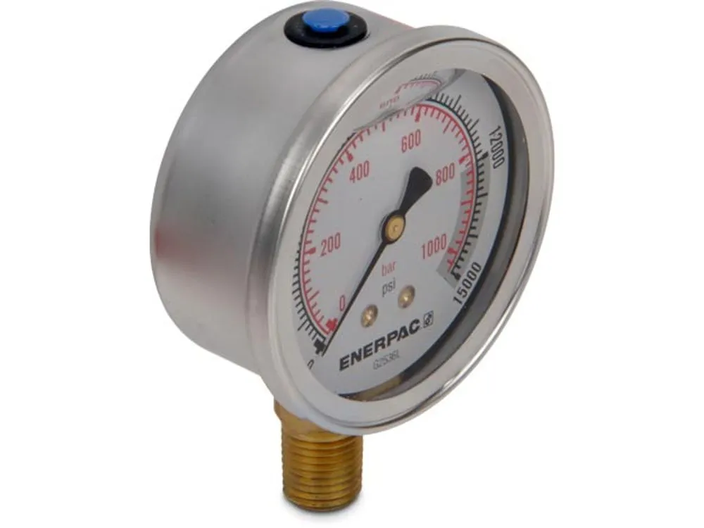 Hydraulic Pressure Gauge, 2.50 Inch Face, Glycerine Filled, 15,000 Max. Psi