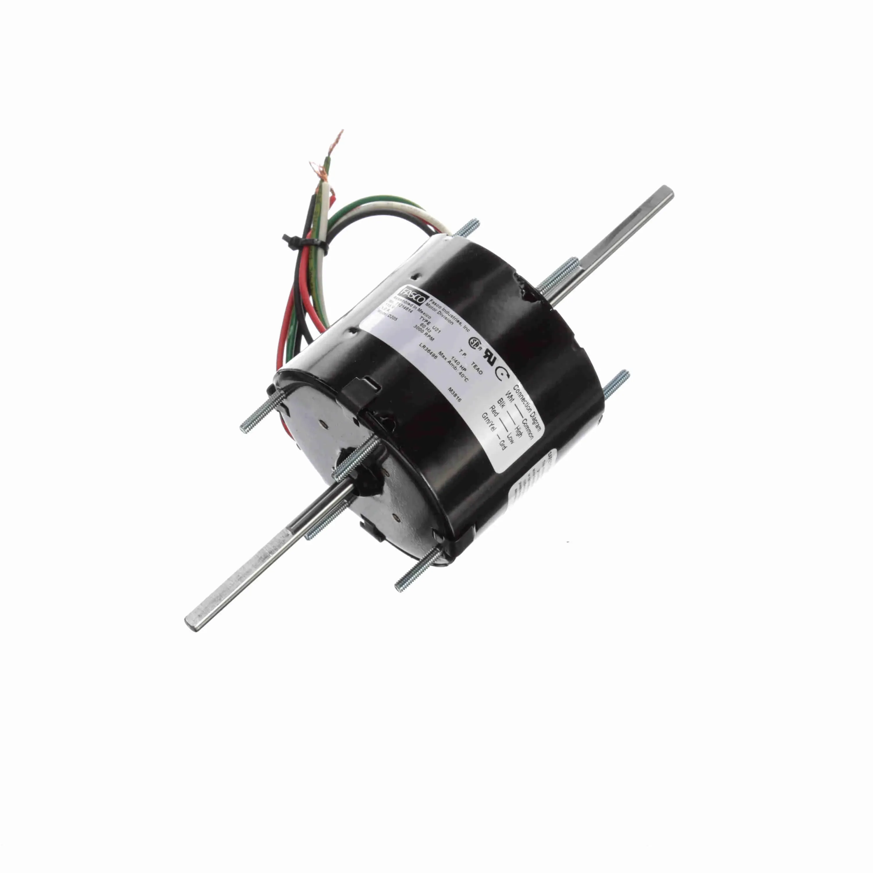 Fan and Blower Motor, 1/40 HP, 1 Phase, 60 Hz, 115 V, 3000 RPM, 2 Speed, 3.3 Inch Diameter