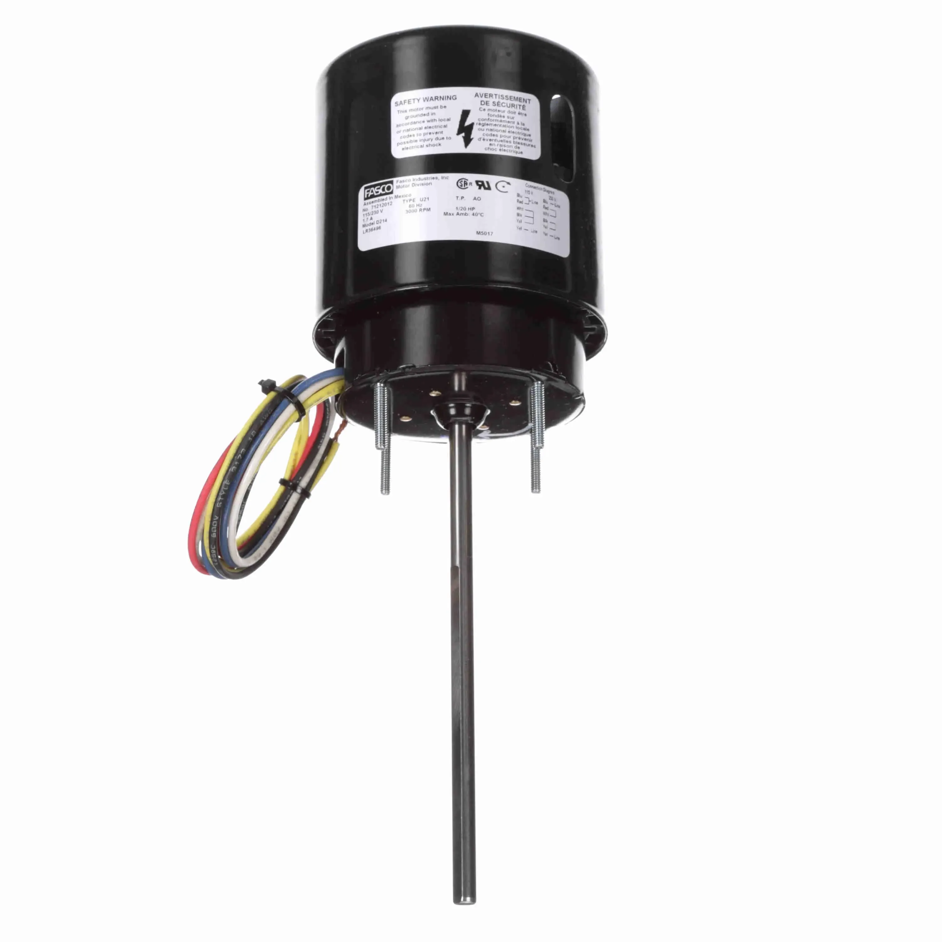 Fan and Blower Motor, 1/20 HP, 1 Phase, 60 Hz, 115/230 V, 3000 RPM, 3.3 Inch Diameter