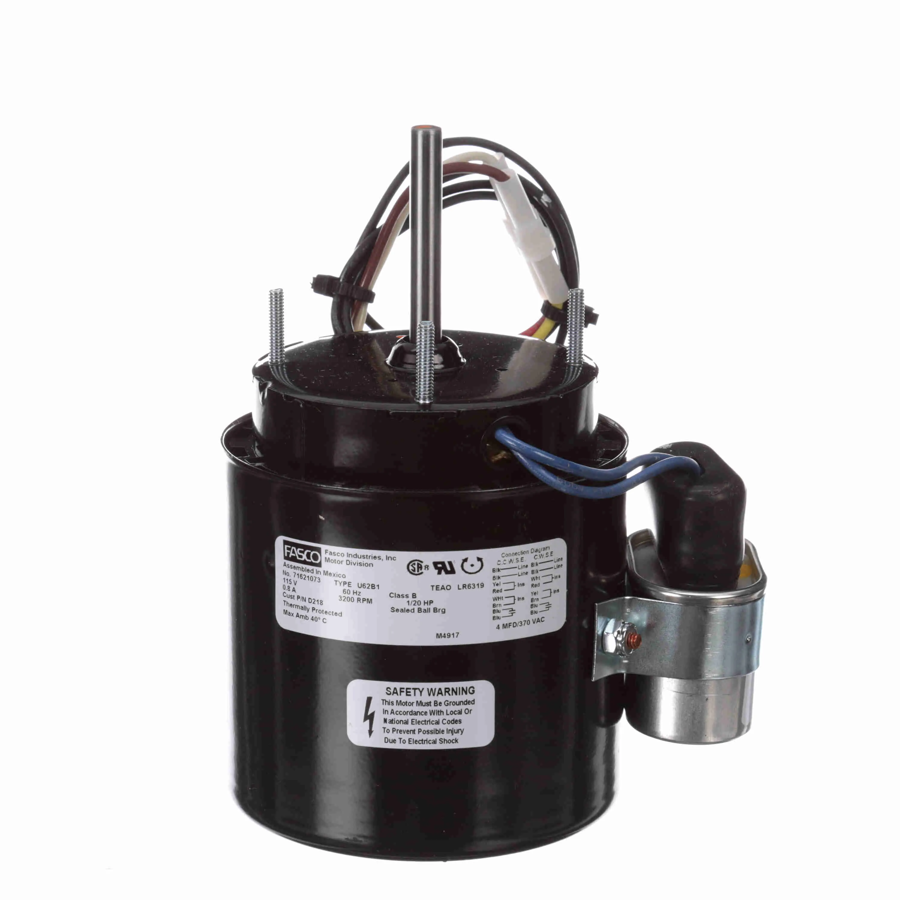 Fan and Blower Motor, 1/20 HP, 1 Phase, 60 Hz, 115 V, 3200 RPM, 1 Speed, 3.3 Inch Diameter