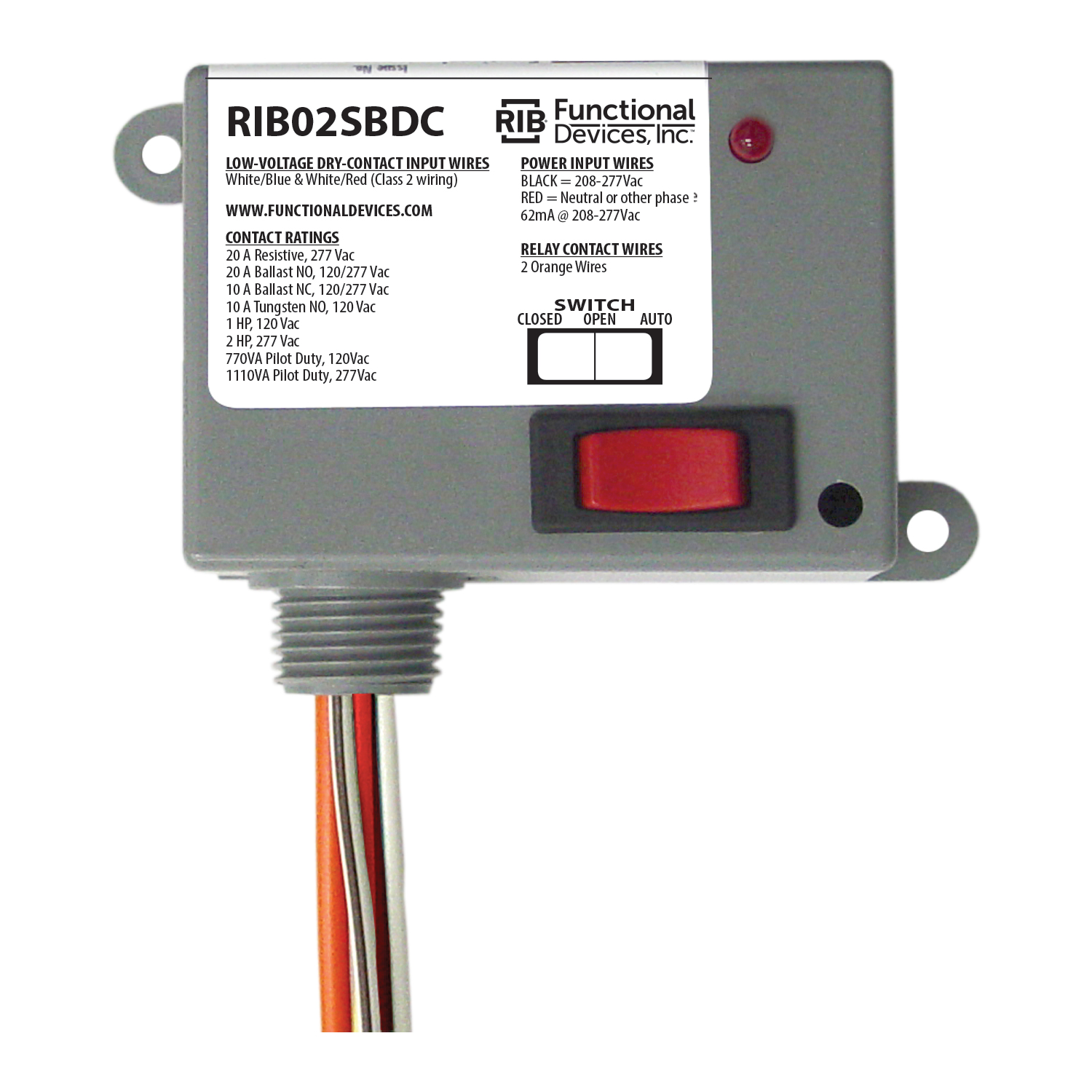 Functional Devices RIBXLCRF Enclosed Relay NOS 