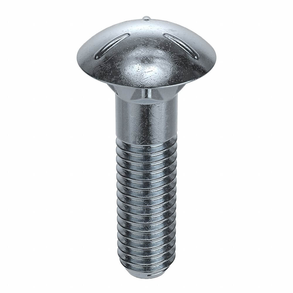 Carriage Bolt, 5/16 In - 18 Thread Size, Steel, 1 In Lg., Zn Plated, Gr. 5, Coarse