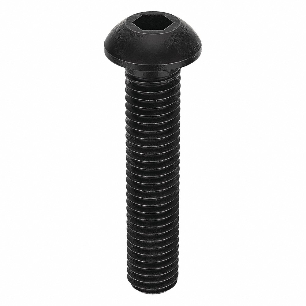 Socket Head Cap Screw, M8x1.25 Thread Size, Button, 40mm Lg., 4.4mm Head Ht., Blk Oxide, Steel