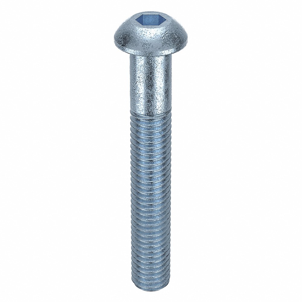 Socket Head Cap Screw, M8x1.25 Thread Size, Button, 55mm Lg., 4.4mm Head Ht., Zn Plated, Steel