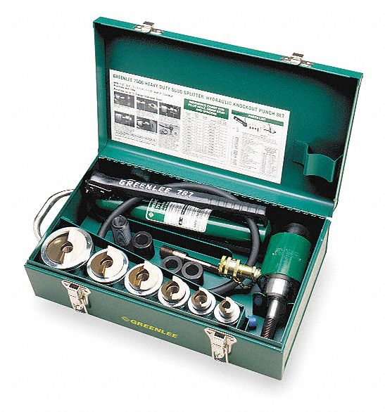 Hole Punch Set, 1/2 To 2 Inch Conduit Size, 11 Ton Hydraulic Ram