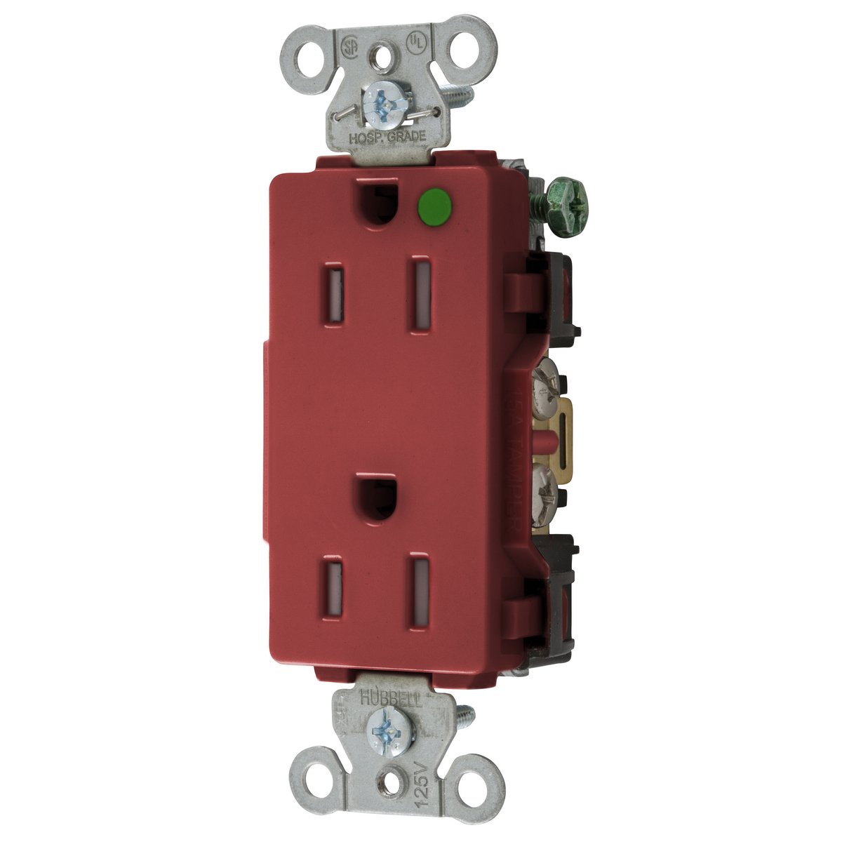 Decorator Duplex Receptacle, 15A, 125V, 2-Pole, 3-Wire Grounding, Red