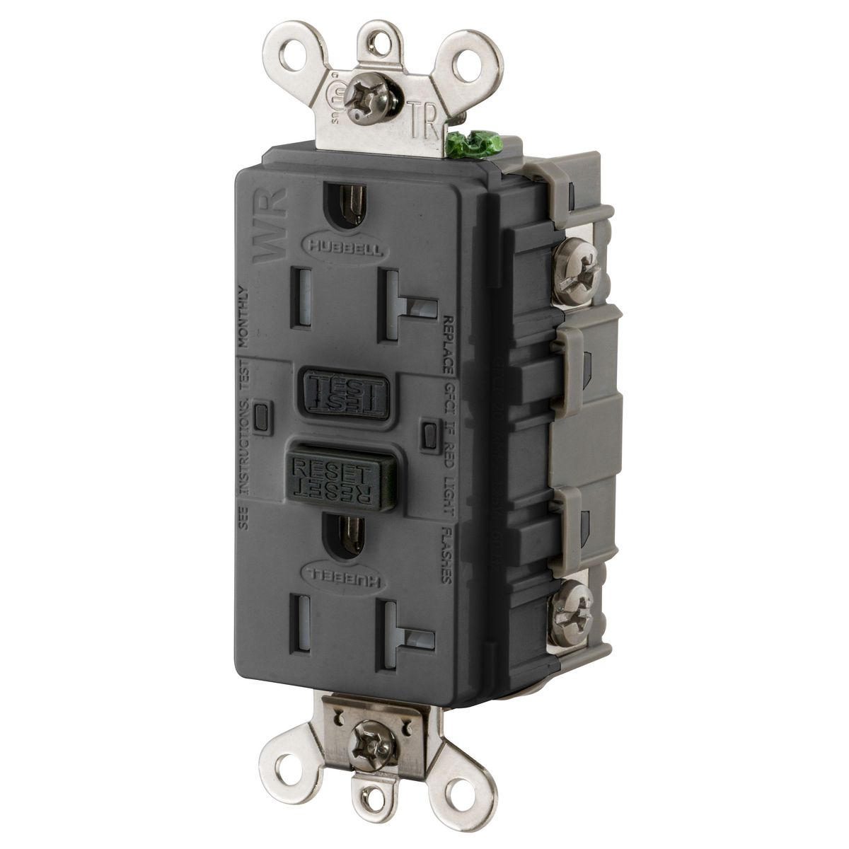 Gfci Receptacle, 20A 125V Ground Fault Receptacle, Black