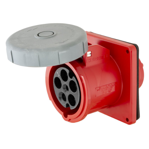 Iec Pin And Sleeve Receptacle, Female, 100 A, 277 - 480 VAC, 4 Pole, Red