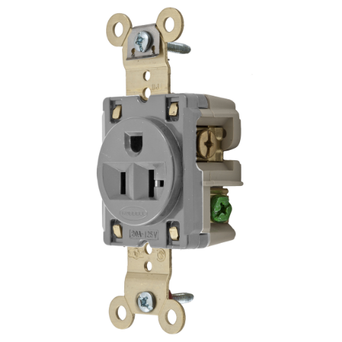 Hubbell Wiring Device-kellems HBL5361GRY | Straight Receptacle, 20A