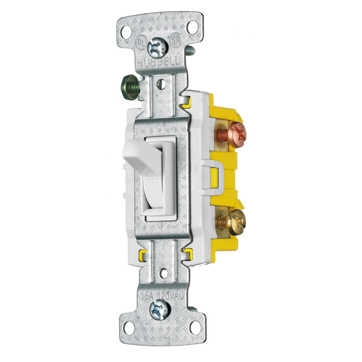 Toggle Switch, Three Way, 15A, 120VAC, White