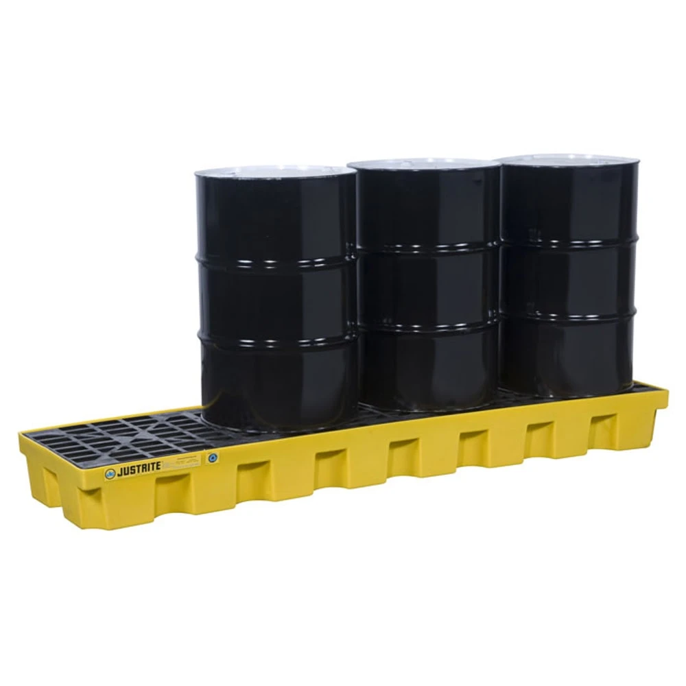 Drum Spill Containment Pallet, 4 Drums, Yellow