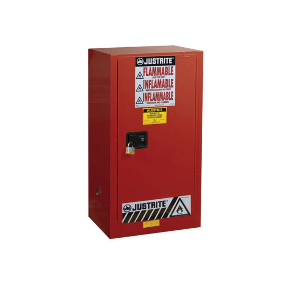 Paint Safety Cabinet, 2 Shelves, 1 Door, Self Close, 20 Gallon, Red