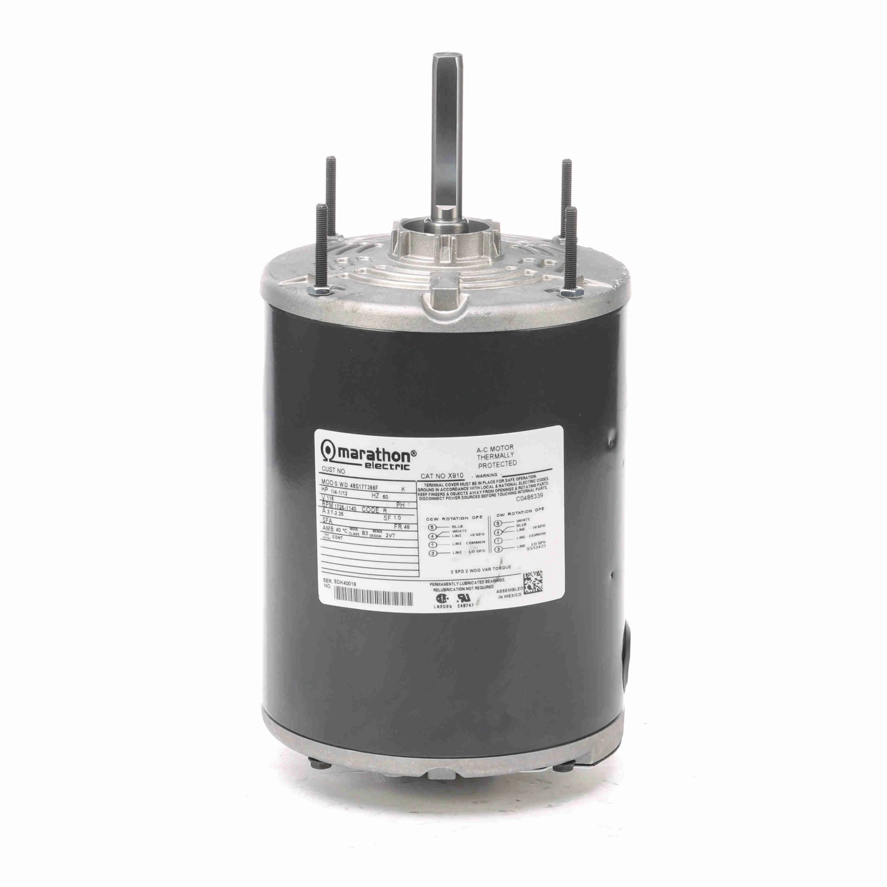 General Purpose Farm Duty Motor, 0.25/0.08 HP, 1 Phase, 60/60 Hz, 115 and 115V, 1800 RPM