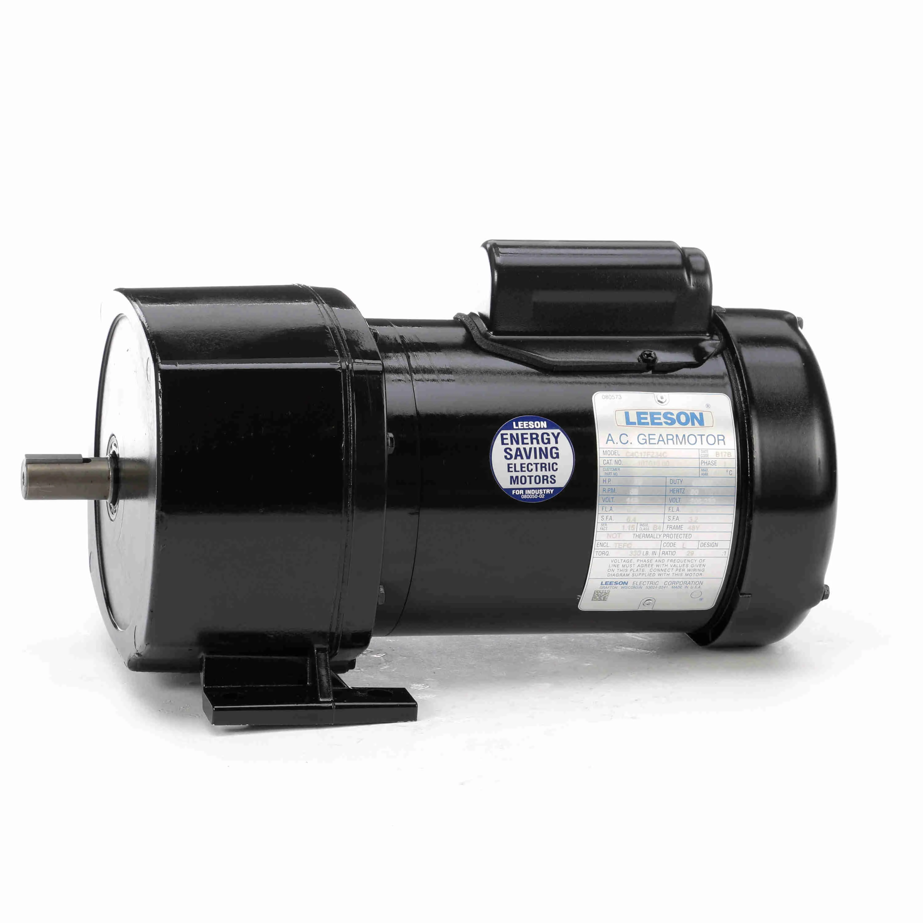 Parallel Shaft Gearmotor, 0.33 HP, 1 Phase, 60 Hz, 115/208-230V, 59 RPM