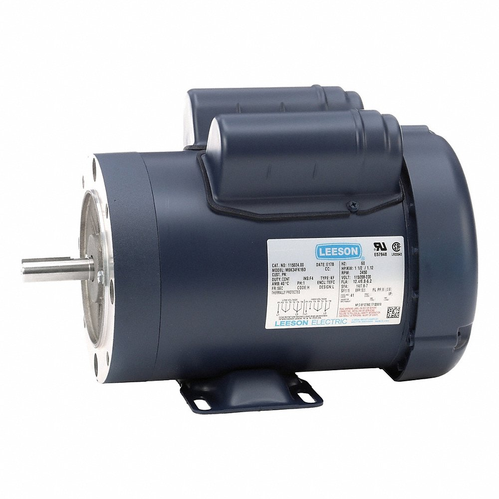 General Purpose Motor, 1.50 HP, 1 Phase, 60 Hz, 115/230V, 3600 RPM