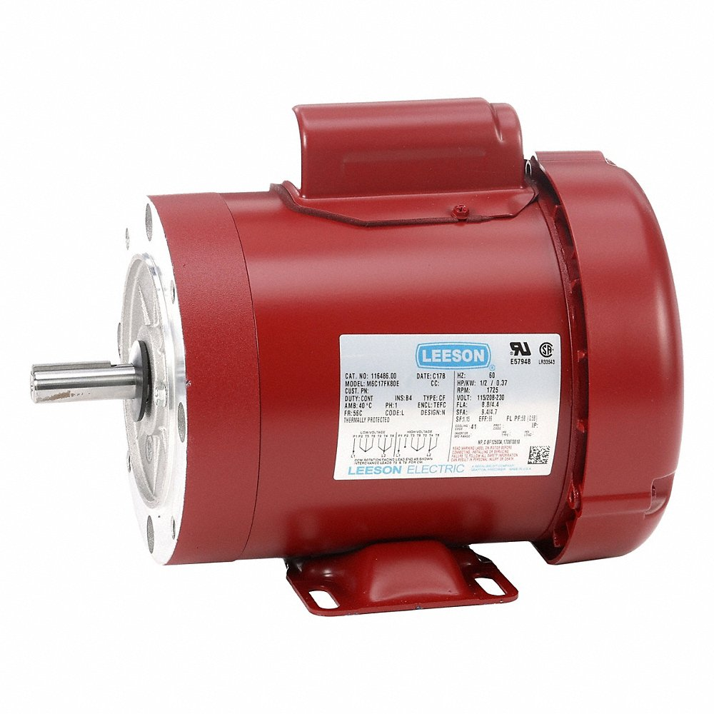General Purpose Motor, 0.50 HP, 1 Phase, 60 Hz, 115/230V, 1800 RPM